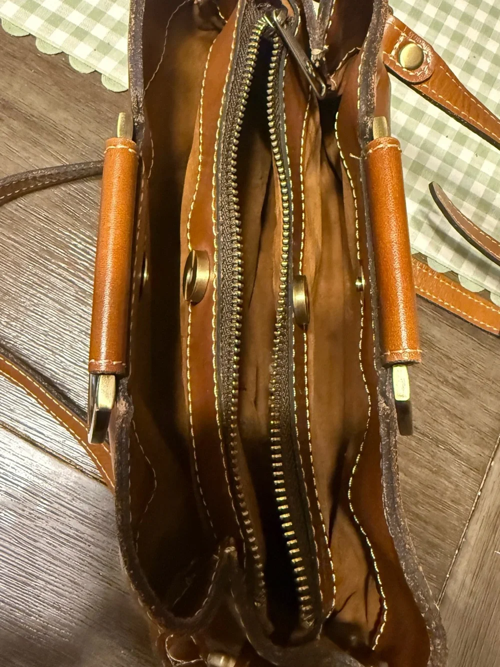 Patricia Nash Empoli Full Grain Leather Satchel with Metal Ring Handles